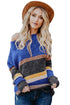 Sexy Blue Horizons Colorblock Striped Sweater